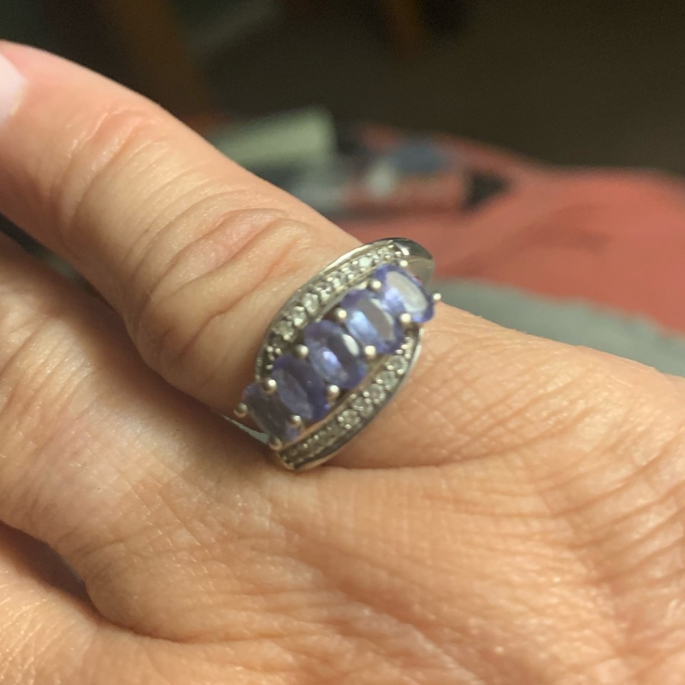Genuine tanzanite & Zircon sterling silver ring - Picture 6 of 8